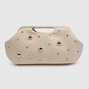 Elegant Cream Handbag with Gold Accents